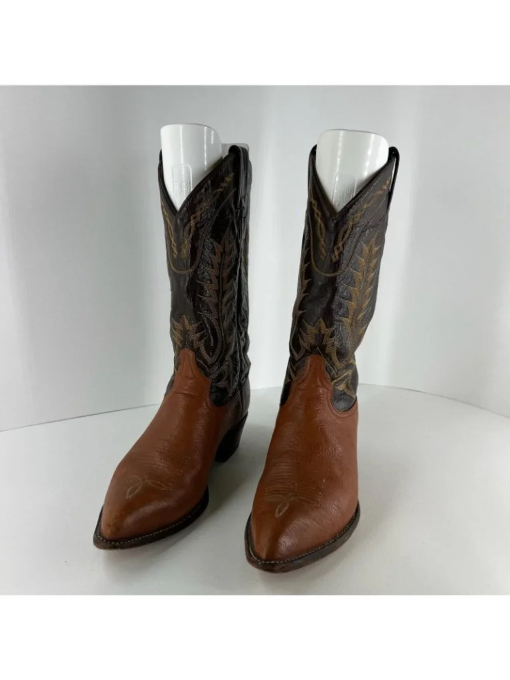 Tony Lama 6552 Cowboy Boots Mens 10 D Leather Vintage Western Two Tone USA Brown